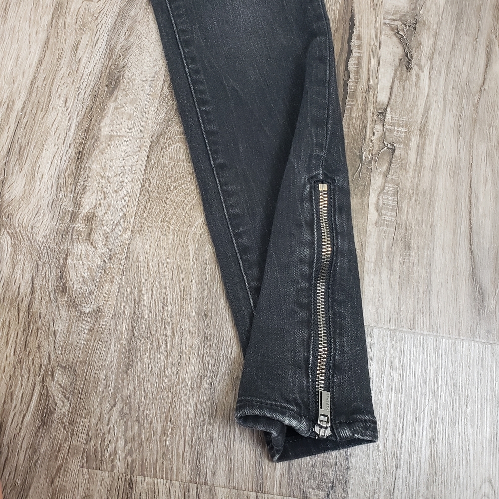 Athleta Sculptex Women's 6 Black Denim Stretch Mid Rise Ankle Jeans Zippers - Picture 4 of 11